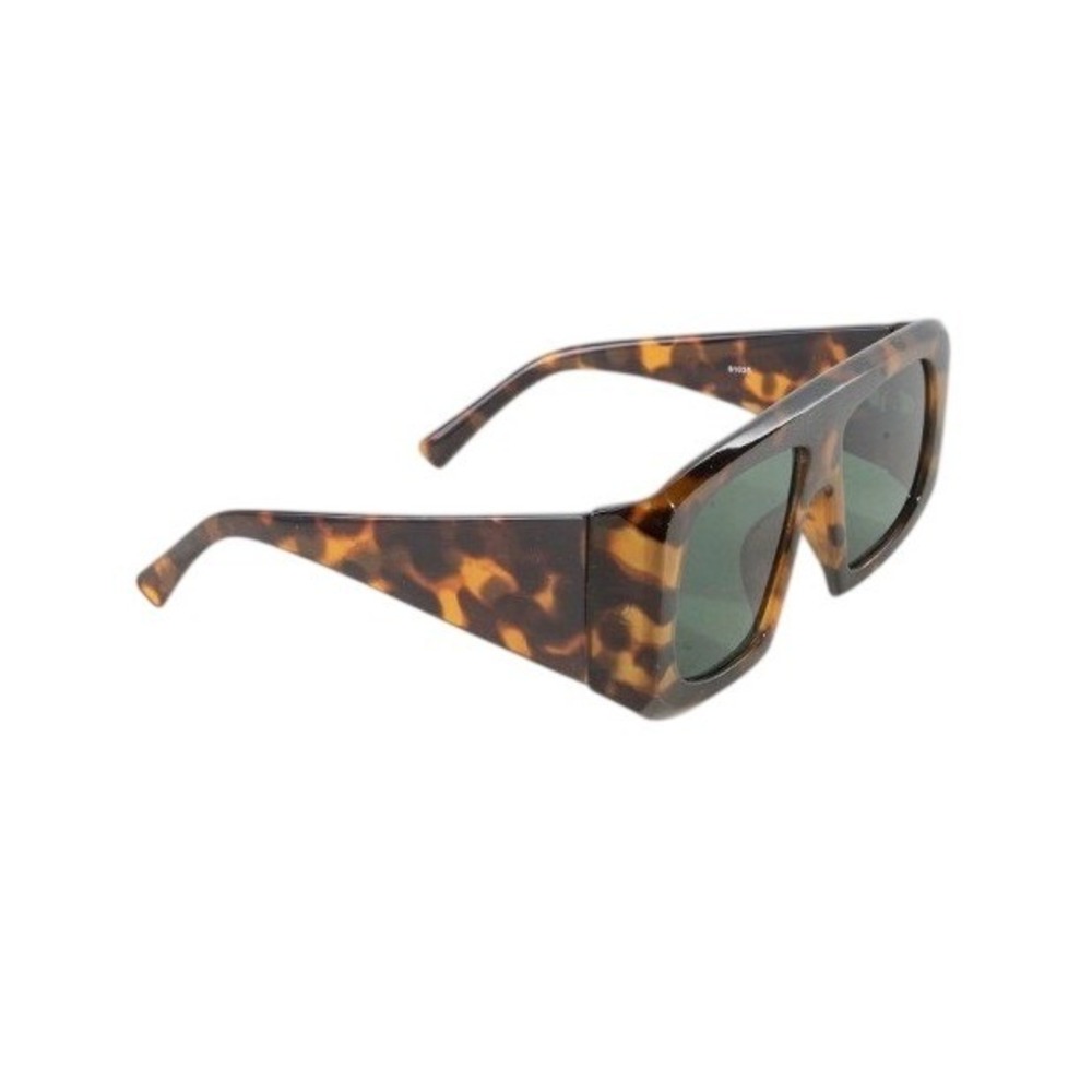 Women Tortoise Shell Oversized Shield Sunglasses Flat Top Retro Chunky Frame NEW - Picture 3 of 5